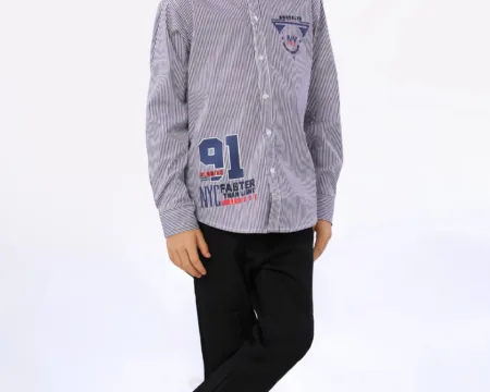 Dark Purple Bengal Stripe Boys Shirt