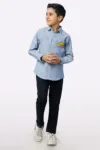 Blue Dotted Print Boys Shirt