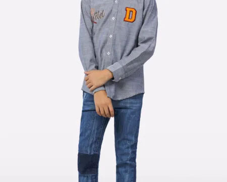 Charcoal Textured Boys Shirt