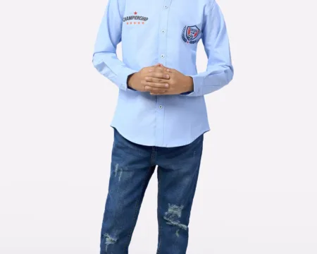 Blue Textured Boys Shirt