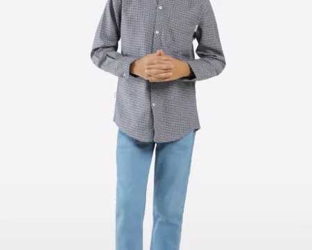 Grey Window Check Casual Shirt