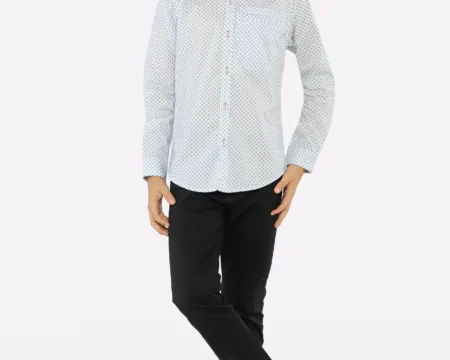 White Dot Textured Casual Shirt