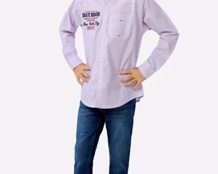 Purple Mini Check Boys Shirt