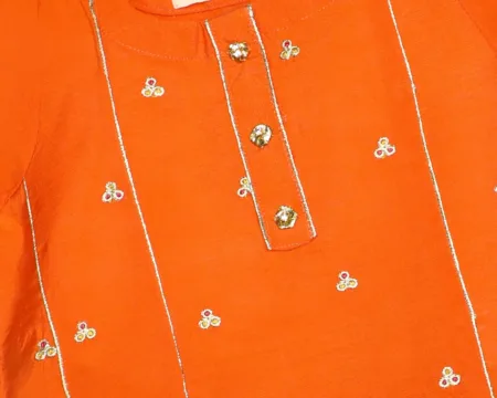 Orange Embroidered Infant 2PC
