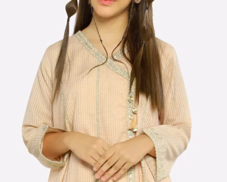 Peach Embroidered Girls 2PC