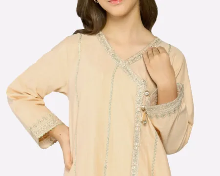 Peach Embroidered Girls 2PC