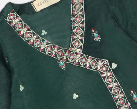 Dark Green Embroidered Infant 2PC