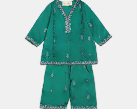 Green Embroidered Infant 3PC