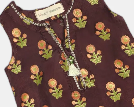 Brown Printed Infant 2PC