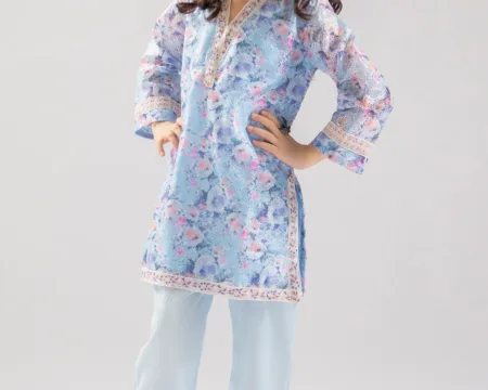 Blue Embroidered Girls 2PC