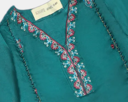 Green Embroidered Infant 2PC