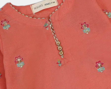 Light Orange Embroidered Infant 2PC