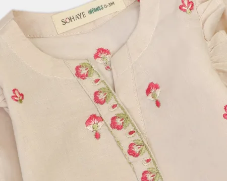 Cream Embroidered Infant 2PC