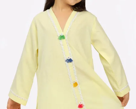 Yellow Yarn Dyed Girls Kurti