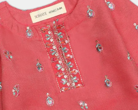 Pink Embroidered Infant 2PC