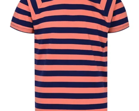 Coral Stripe Crew Neck T-Shirt