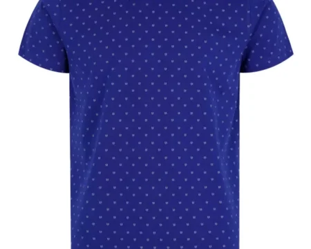 E Blue Printed Crew Neck T-Shirt