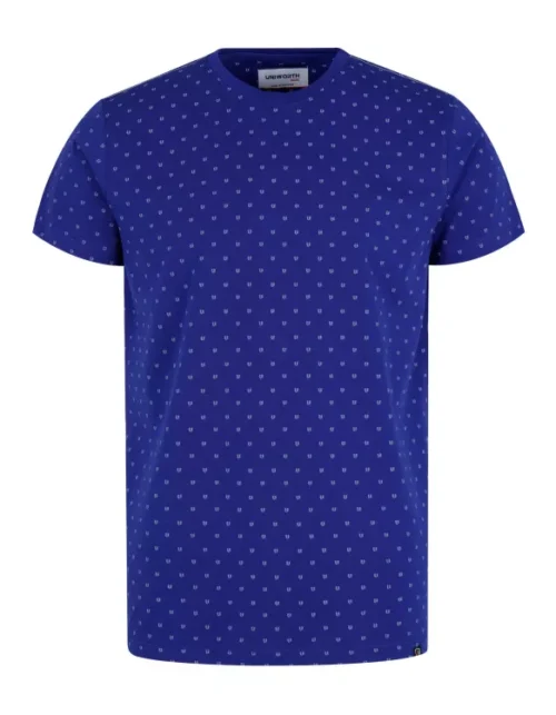 E Blue Printed Crew Neck T-Shirt
