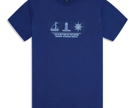Blue Printed Crew Neck T-shirt
