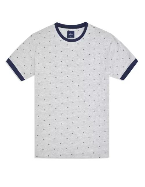 Heather Grey Printed Crew Neck T-shirt