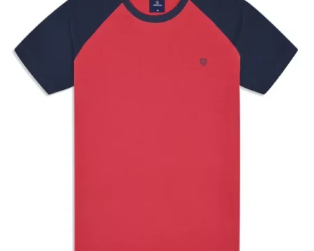 Red Color Block Crew Neck T-shirt