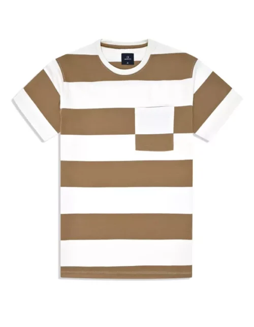 Off White Stripe Crew Neck T-shirt