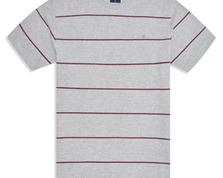 Heather Grey Stripe Crew Neck T-shirt