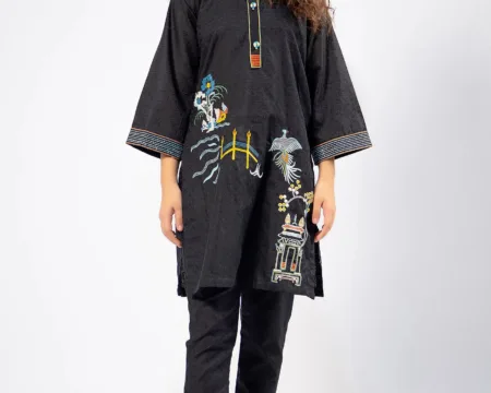 Black Embroidered Teens 2PC
