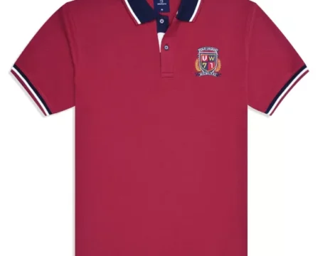 Red Texture Pique Polo Shirt