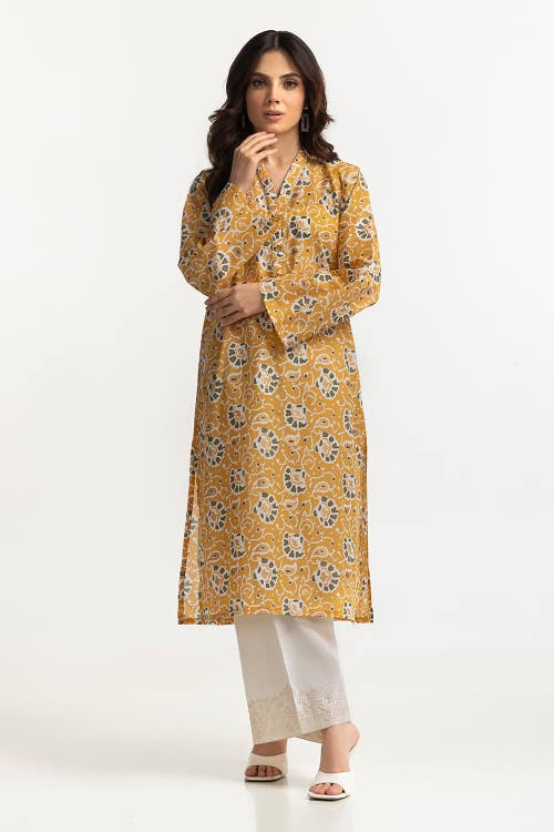 Lawn Gold Printed Shirt IUSTK-263