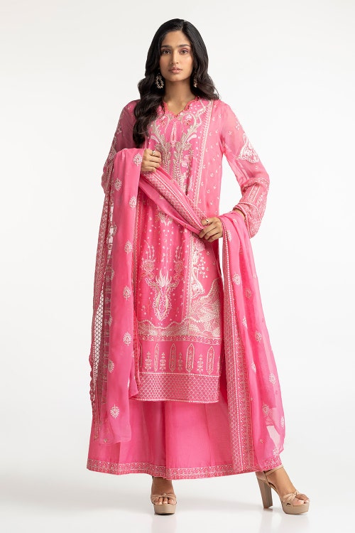3 Piece Chiffon Embroidered Suit IUSTKSD-201