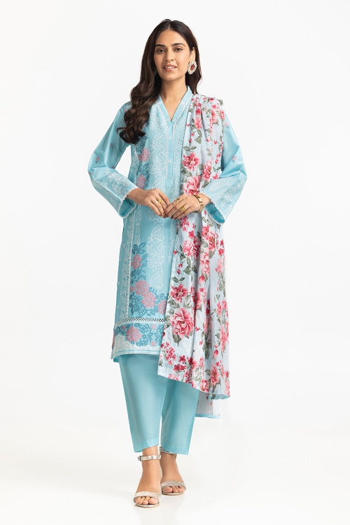 3 Piece Lawn Printed With Embroidered Suit IUSTKSD-210
