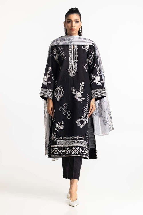 3 Piece Khaddar Embroidered Suit IUSTKSD-297