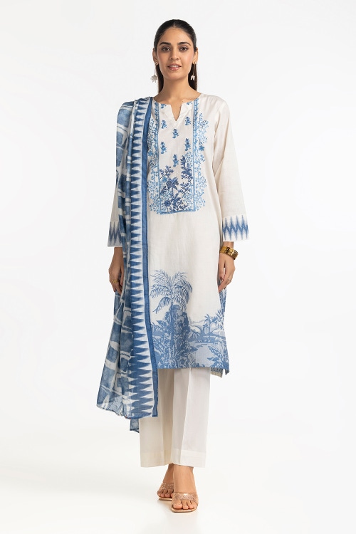 3 Piece Jacquard Embroidered Suit IUSTKSD-352