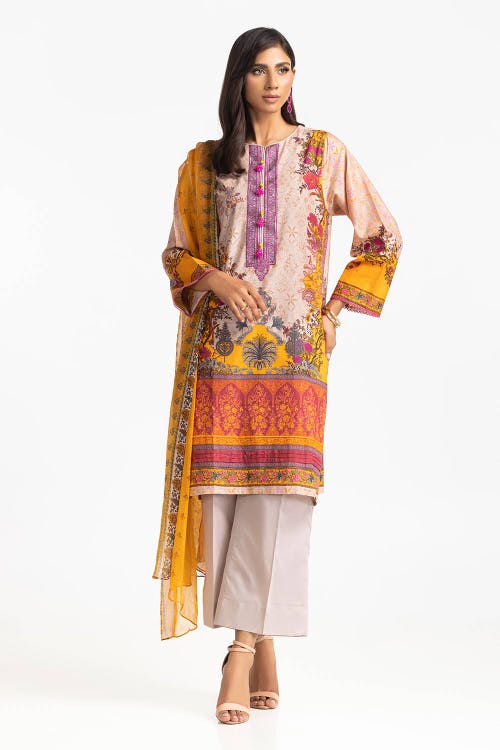 3 Piece Lawn Embroidered Suit IUSTKSD-372