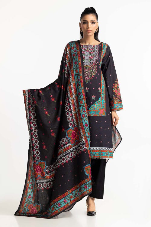 3 Piece Khaddar Printed Suit IUSTKSD-392