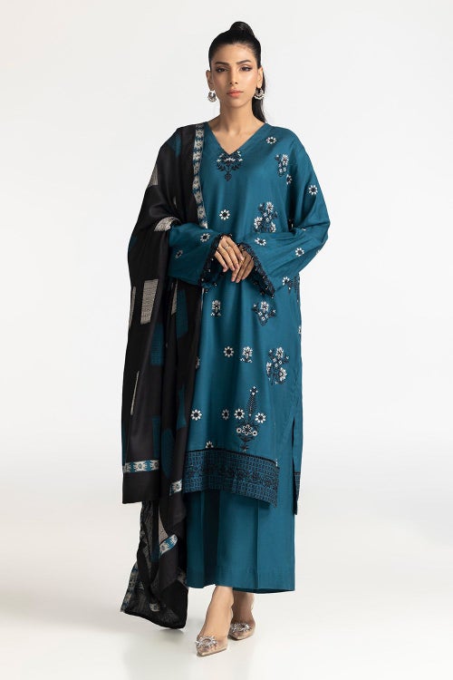 3 Piece Acrylic Embroidered Suit IUSTKSD-440