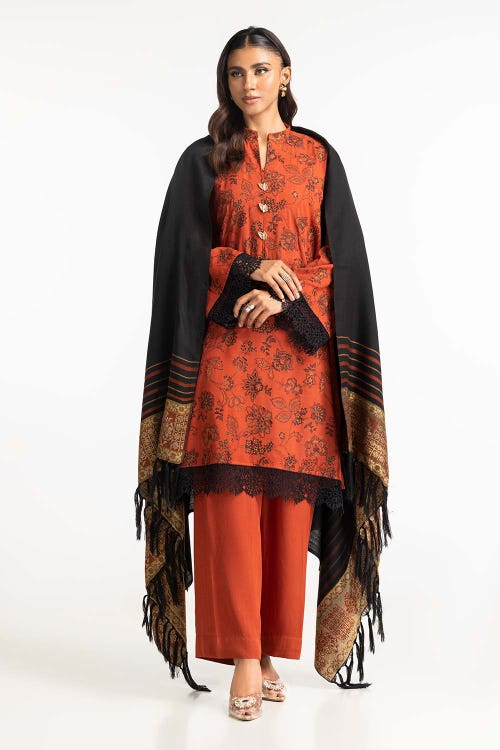 3 Piece Karandi Embroidered Suit IUSTKSD-470
