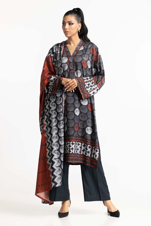 3 Piece Cotail Printed Suit IUSTKSD-490