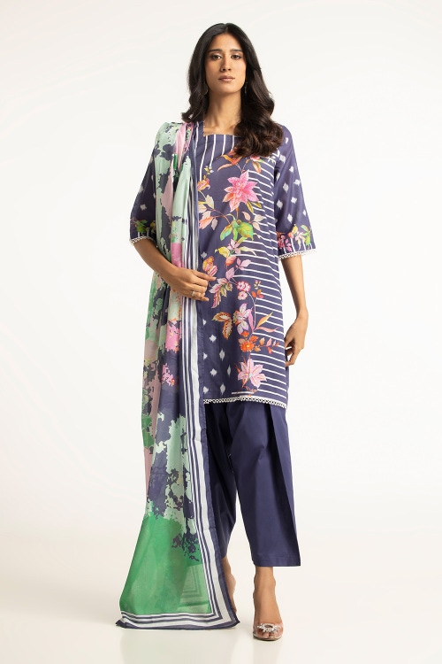 3 Piece Diamantes Print Lawn Suit IUSTKSD-90