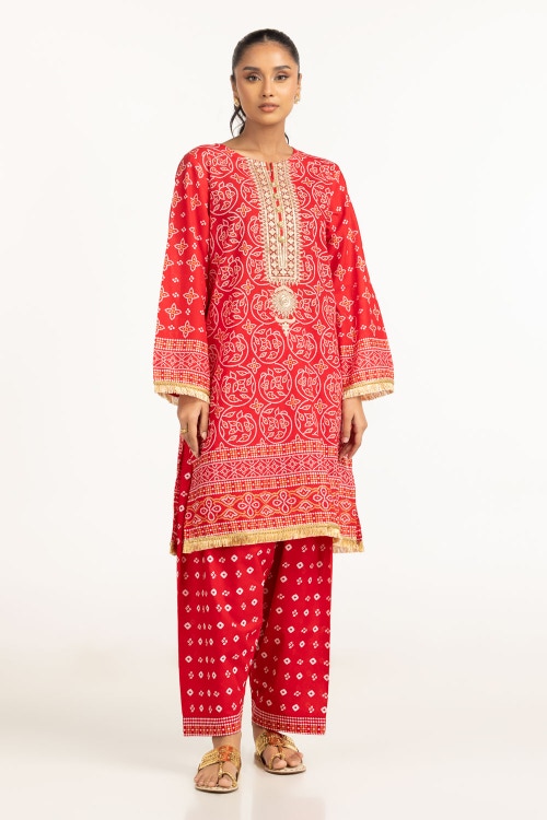 Lawn Gold Printed Shirt And Shalwar With Embroidered IUSTTS-716