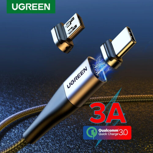 UGREEN 3A Magnetic Type-C Cell Mobile Phone Tablet Fast Charging Cable 1M Black