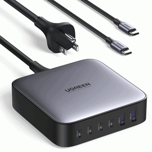 UGreen Nexode 200W USB C GaN Charger-6 Ports Desktop Charger With 3FT USB C to C Charging Cable