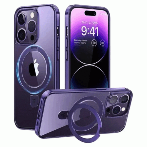 Torras UPRO Ostand Clear Phone Case for iPhone 14 Pro Max – Dark Purple