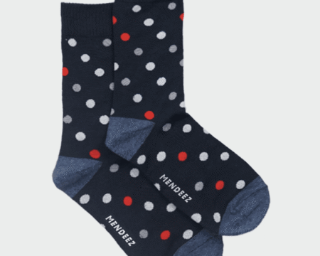 Navy Polka Crew Socks