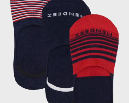 Colored Stripe No Show Socks - 3 Pack