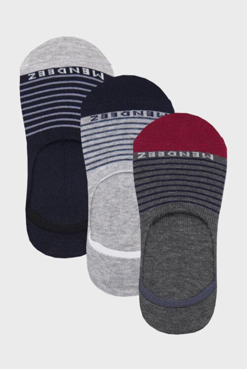Sleek Stripe No Show Socks - 3 Pack