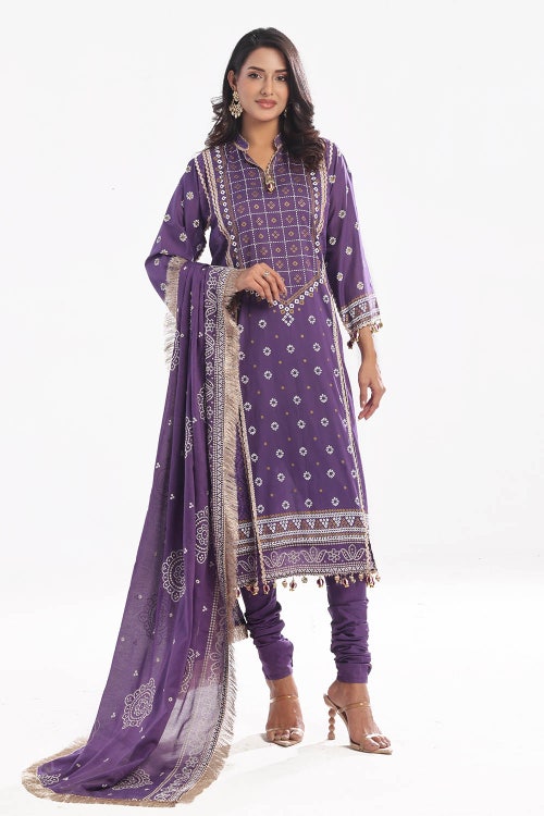 3 Piece Unstitched Embroidered Lawn Suit CL-52169