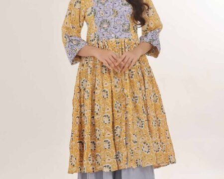 Unstitched Gold Printed Lawn Shirt SL-42035 B
