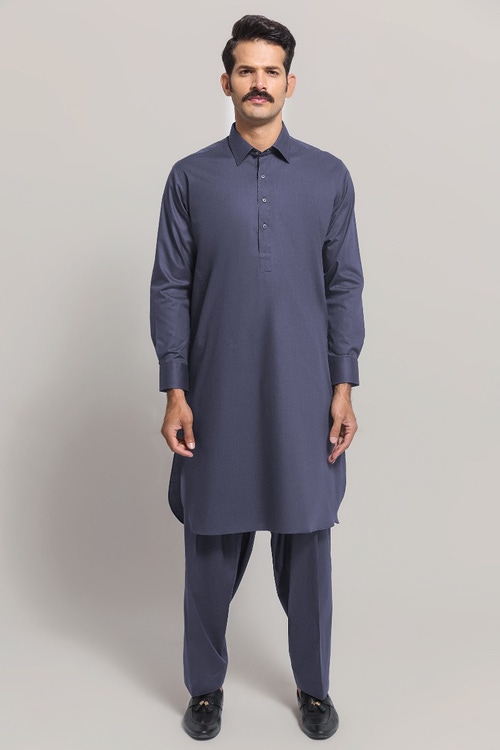 Royal Blue Unstitched Fabric GUL RUBIA LAWN